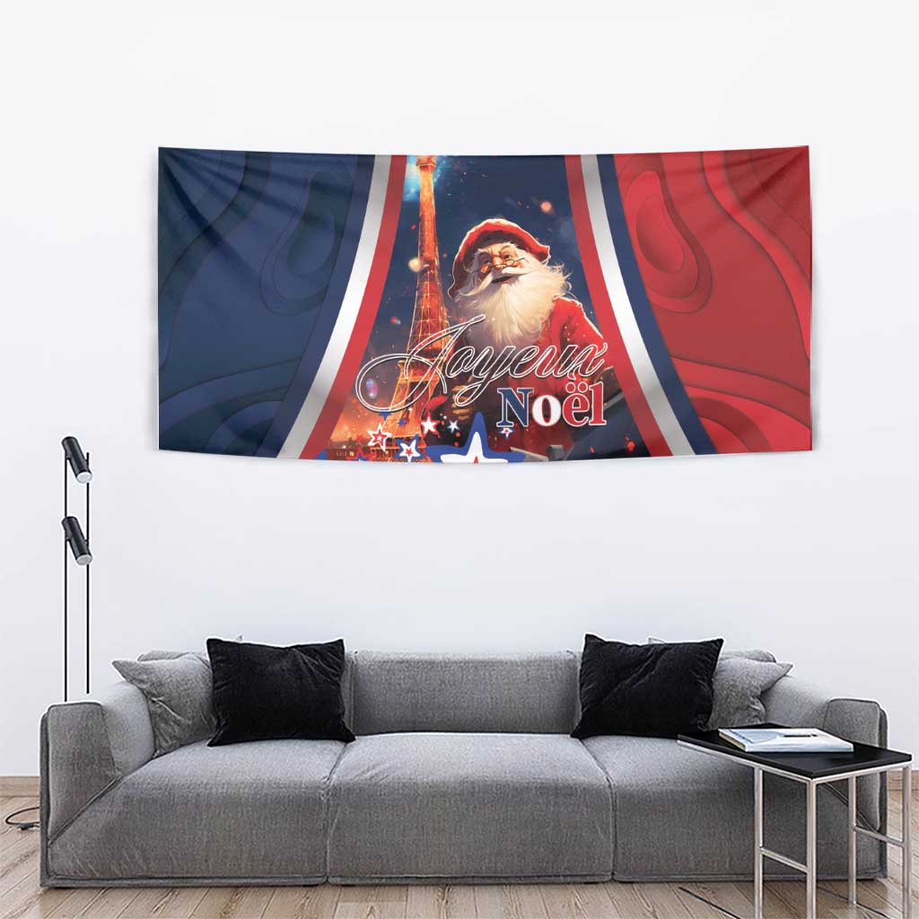 France Christmas Tapestry Joyeux Noel Santa Claus Eiffel Tower - Wonder Print Shop