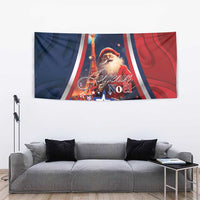 France Christmas Tapestry Joyeux Noel Santa Claus Eiffel Tower - Wonder Print Shop
