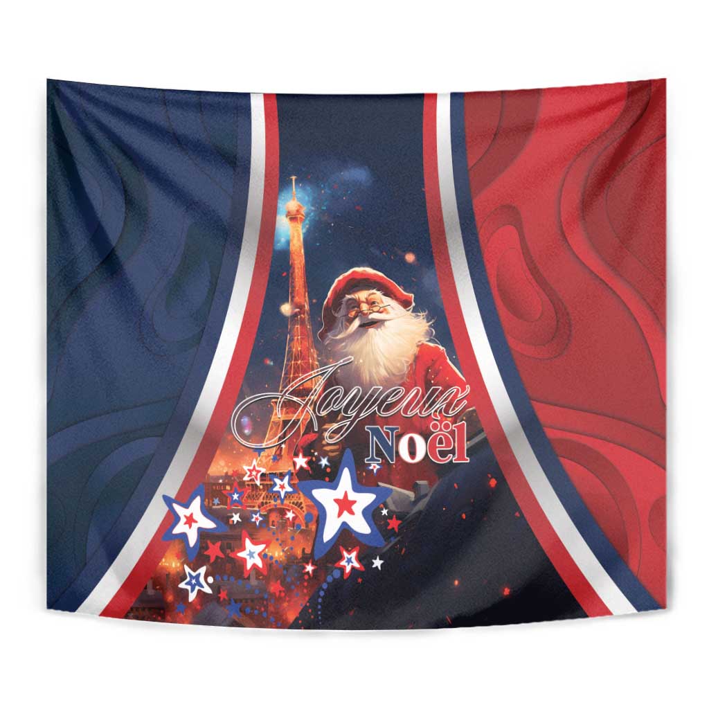 France Christmas Tapestry Joyeux Noel Santa Claus Eiffel Tower - Wonder Print Shop