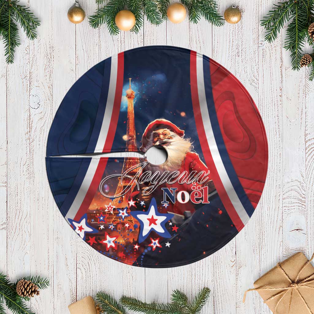 France Christmas Tree Skirt Joyeux Noel Santa Claus Eiffel Tower - Wonder Print Shop