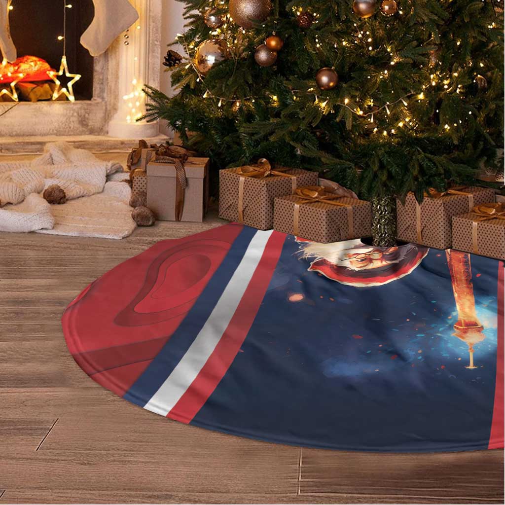 France Christmas Tree Skirt Joyeux Noel Santa Claus Eiffel Tower - Wonder Print Shop