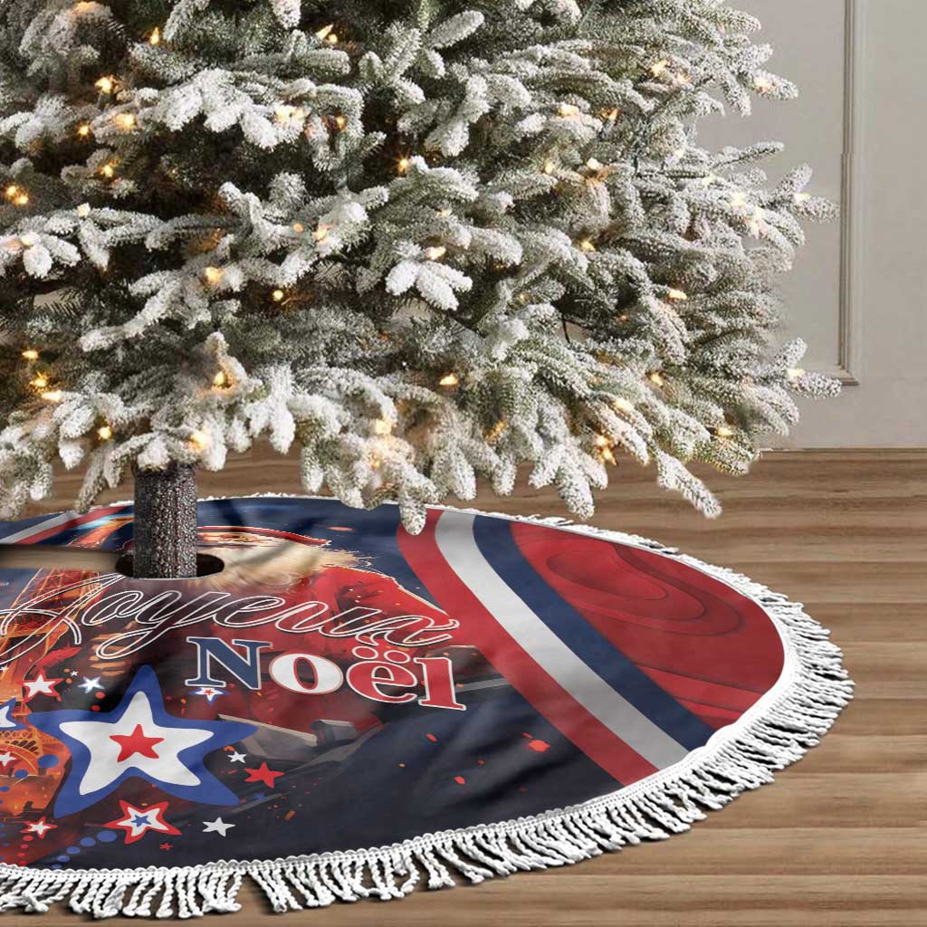 France Christmas Tree Skirt Joyeux Noel Santa Claus Eiffel Tower - Wonder Print Shop