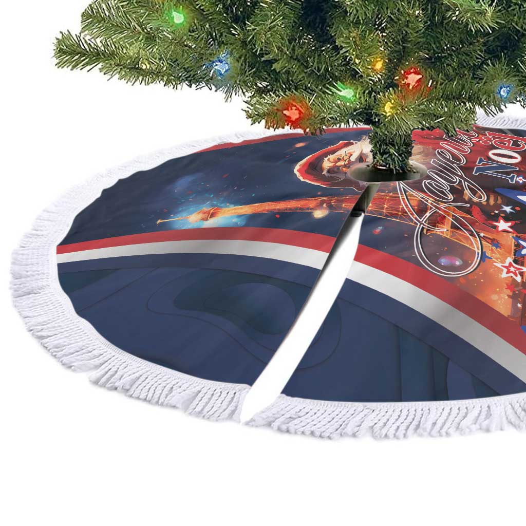 France Christmas Tree Skirt Joyeux Noel Santa Claus Eiffel Tower - Wonder Print Shop