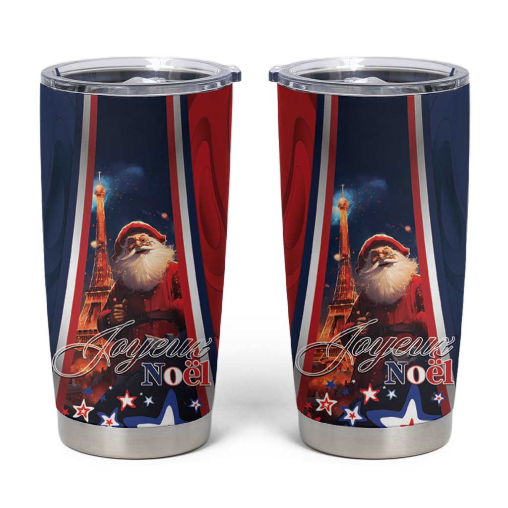 France Christmas Tumbler Cup Joyeux Noel Santa Claus Eiffel Tower - Wonder Print Shop