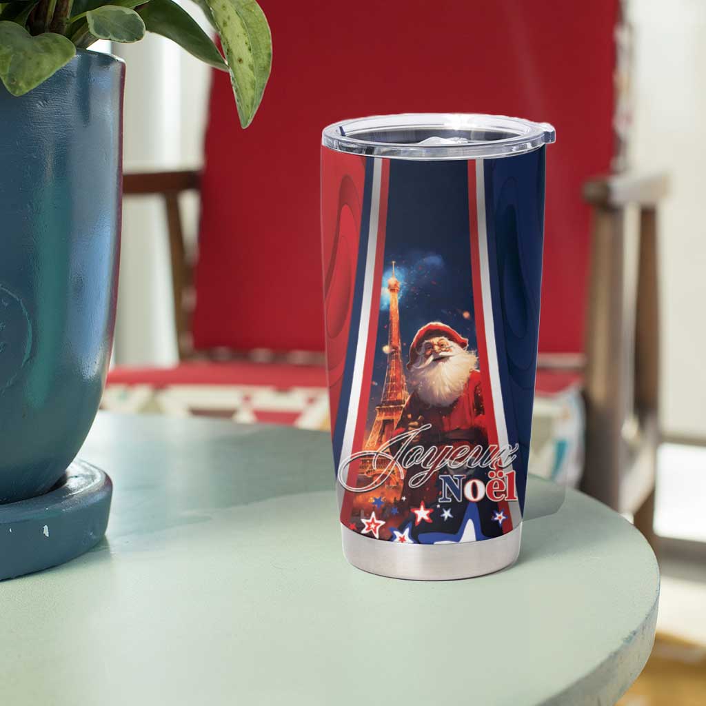 France Christmas Tumbler Cup Joyeux Noel Santa Claus Eiffel Tower - Wonder Print Shop