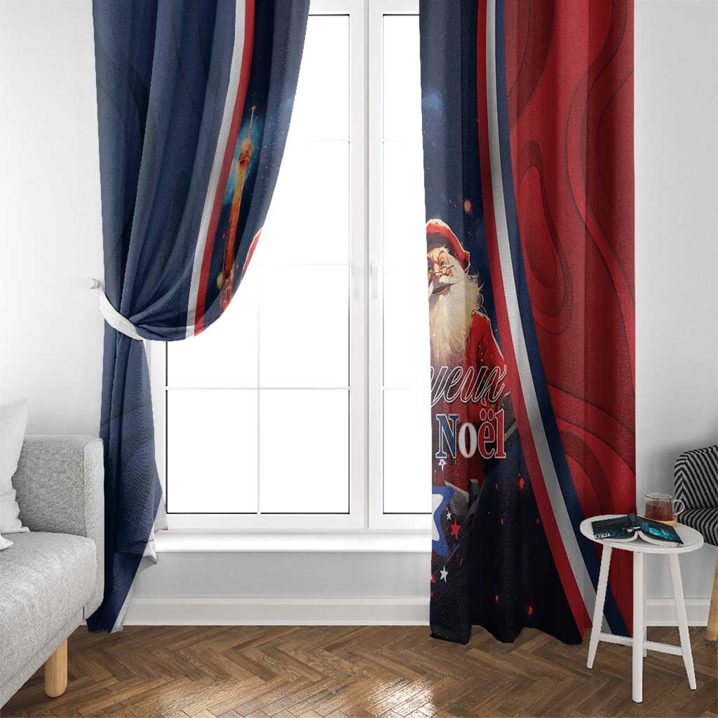 France Christmas Window Curtain Joyeux Noel Santa Claus Eiffel Tower - Wonder Print Shop