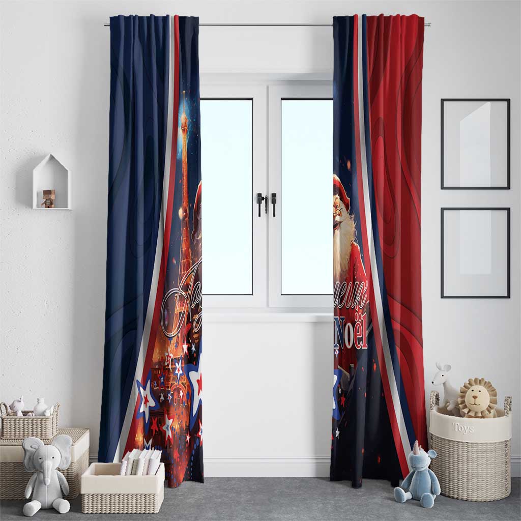 France Christmas Window Curtain Joyeux Noel Santa Claus Eiffel Tower - Wonder Print Shop