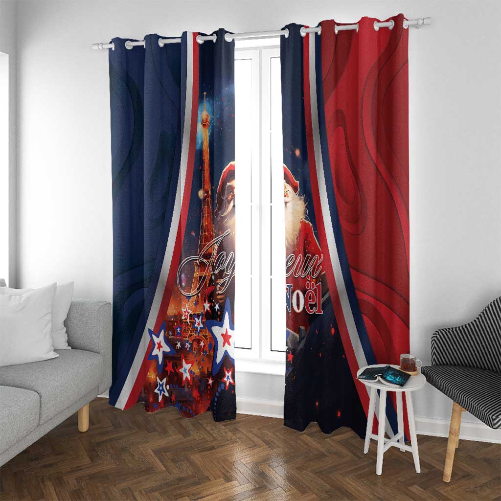 France Christmas Window Curtain Joyeux Noel Santa Claus Eiffel Tower - Wonder Print Shop