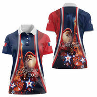 Personalised France Christmas Women Polo Shirt Joyeux Noel Santa Claus Eiffel Tower - Wonder Print Shop