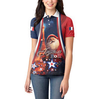 Personalised France Christmas Women Polo Shirt Joyeux Noel Santa Claus Eiffel Tower - Wonder Print Shop