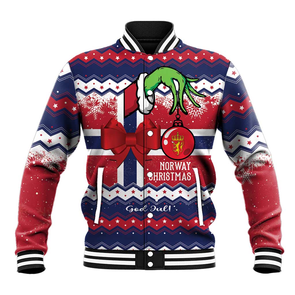 Norway Christmas Baseball Jacket God Jul! Coquette Bow - Wonder Print Shop