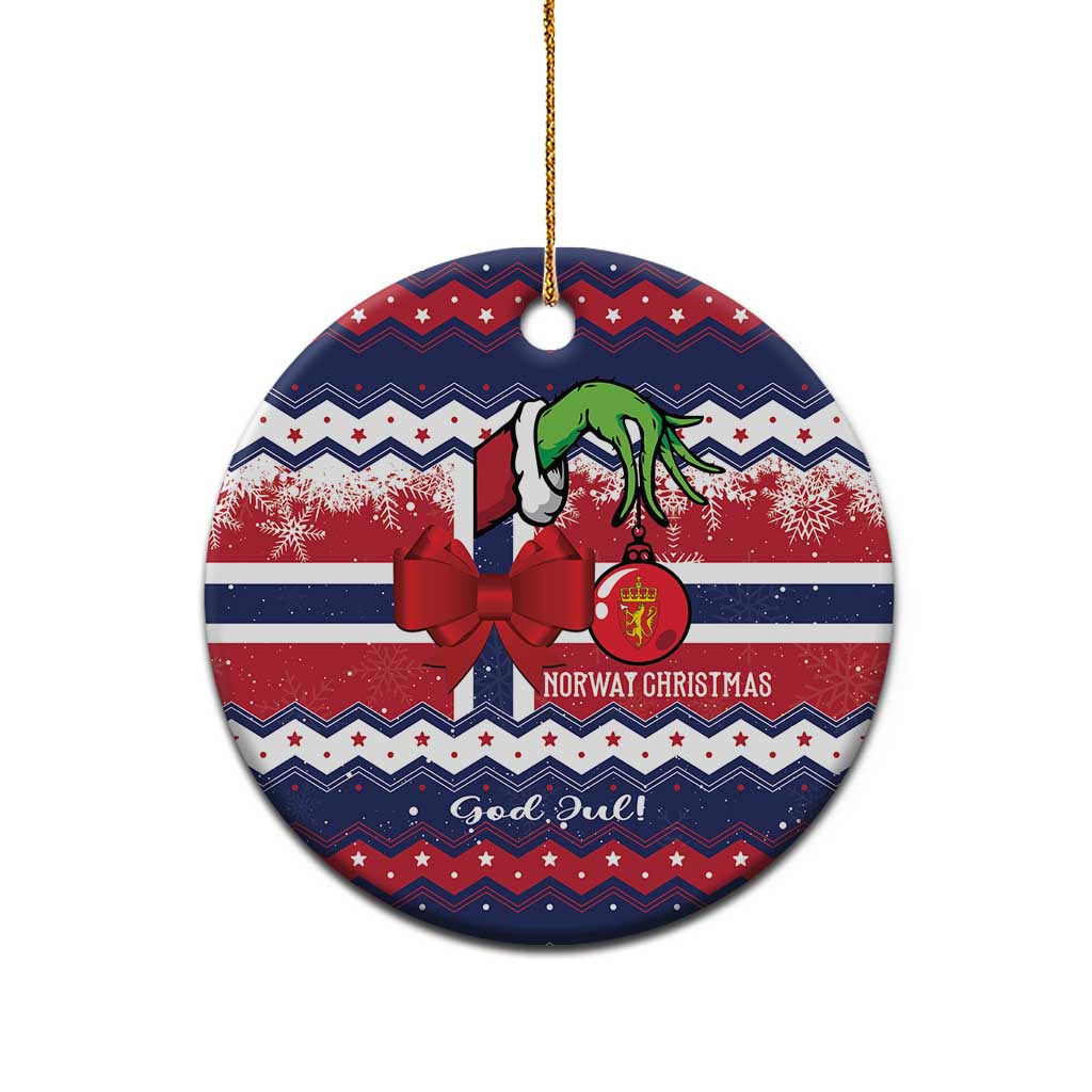 Norway Christmas Ceramic Ornament God Jul! Coquette Bow - Wonder Print Shop