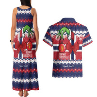 Norway Christmas Couples Matching Tank Maxi Dress and Hawaiian Shirt God Jul! Coquette Bow - Wonder Print Shop