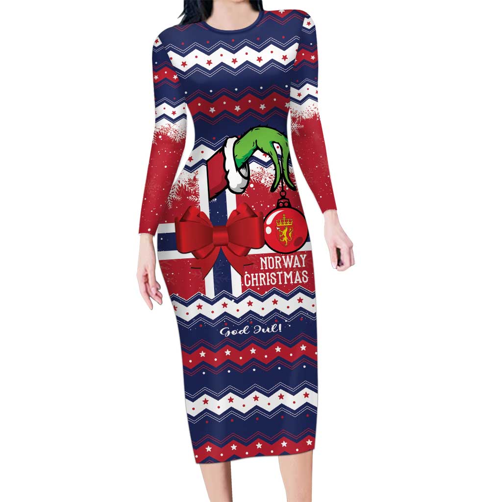 Norway Christmas Family Matching Long Sleeve Bodycon Dress and Hawaiian Shirt God Jul! Coquette Bow - Wonder Print Shop