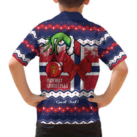 Norway Christmas Family Matching Off The Shoulder Long Sleeve Dress and Hawaiian Shirt God Jul! Coquette Bow - Wonder Print Shop