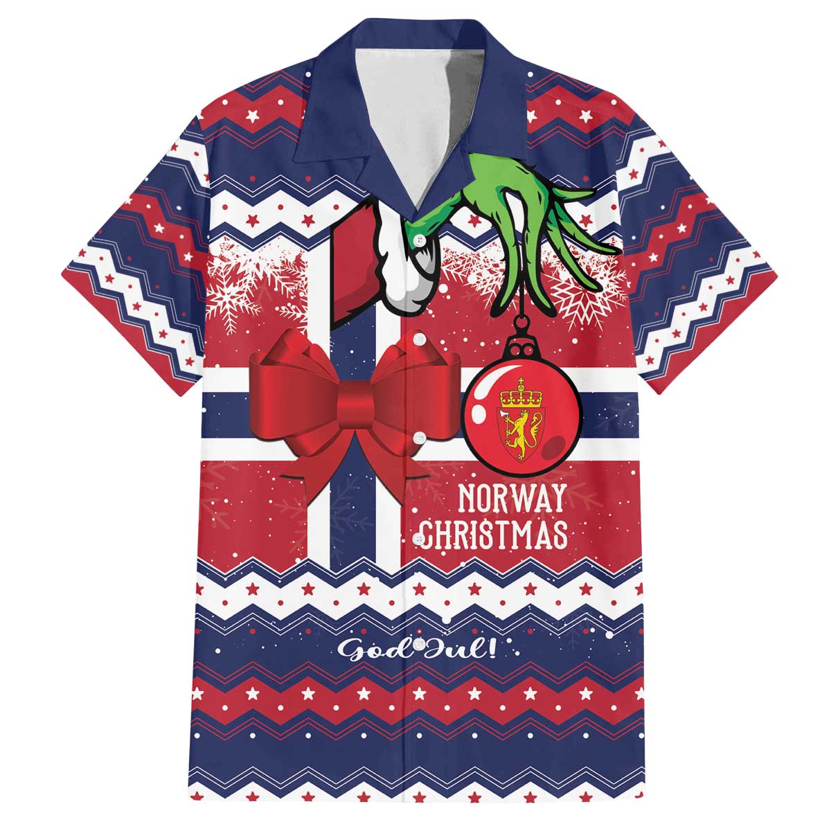 Norway Christmas Family Matching Off The Shoulder Long Sleeve Dress and Hawaiian Shirt God Jul! Coquette Bow - Wonder Print Shop