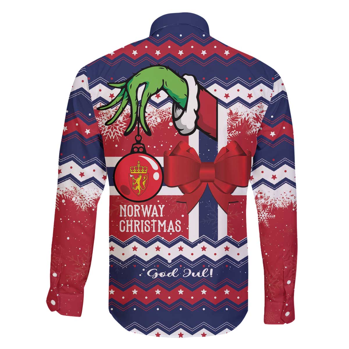 Norway Christmas Family Matching Off The Shoulder Long Sleeve Dress and Hawaiian Shirt God Jul! Coquette Bow - Wonder Print Shop