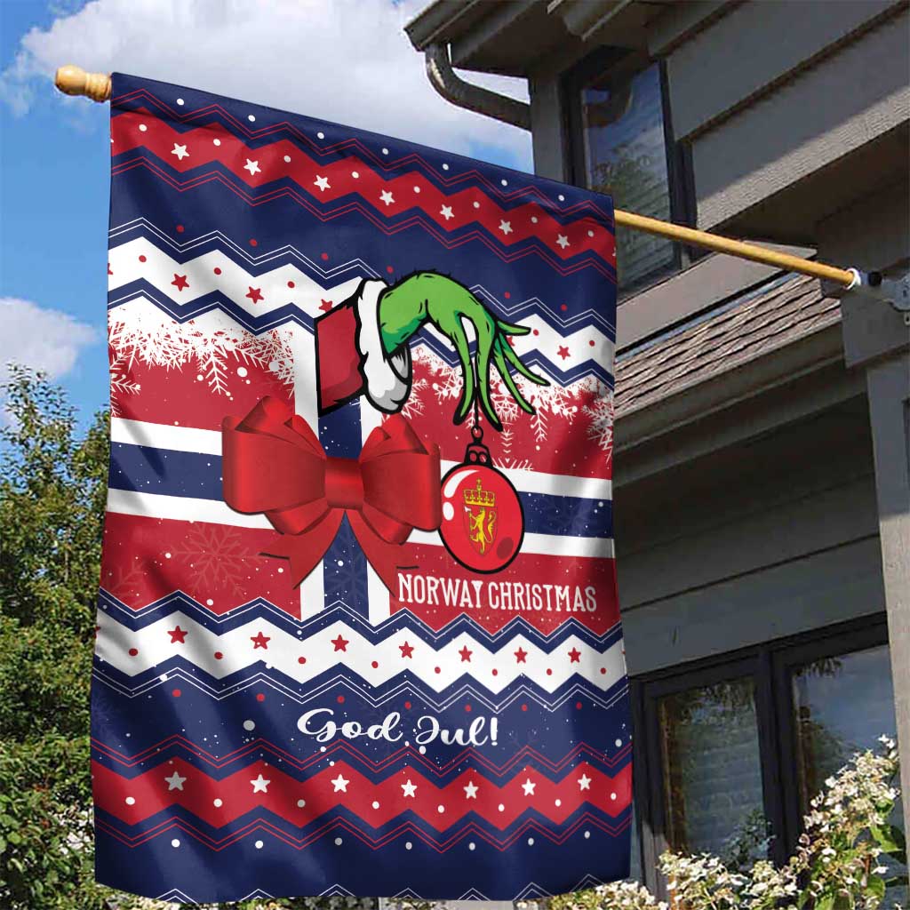 Norway Christmas Garden Flag God Jul! Coquette Bow - Wonder Print Shop