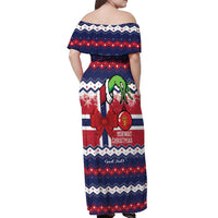 Norway Christmas Off Shoulder Maxi Dress God Jul! Coquette Bow - Wonder Print Shop
