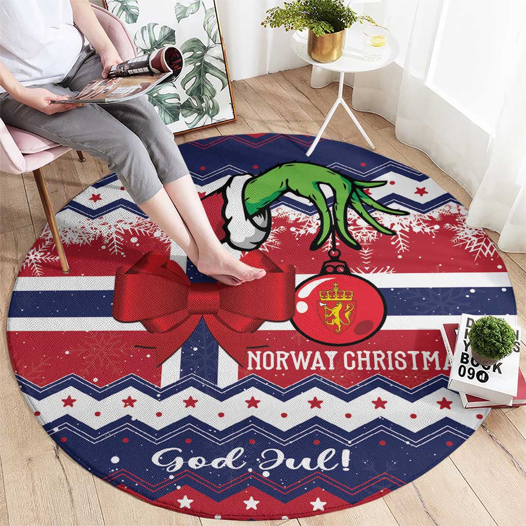 Norway Christmas Round Carpet God Jul! Coquette Bow