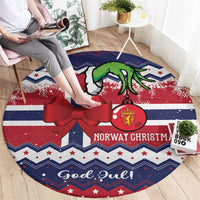 Norway Christmas Round Carpet God Jul! Coquette Bow