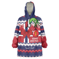 Norway Christmas Wearable Blanket Hoodie God Jul! Coquette Bow - Wonder Print Shop