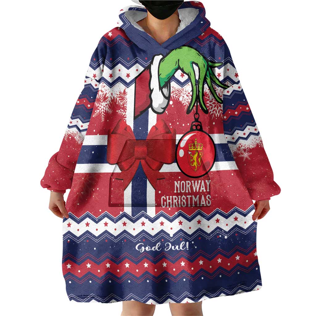 Norway Christmas Wearable Blanket Hoodie God Jul! Coquette Bow - Wonder Print Shop
