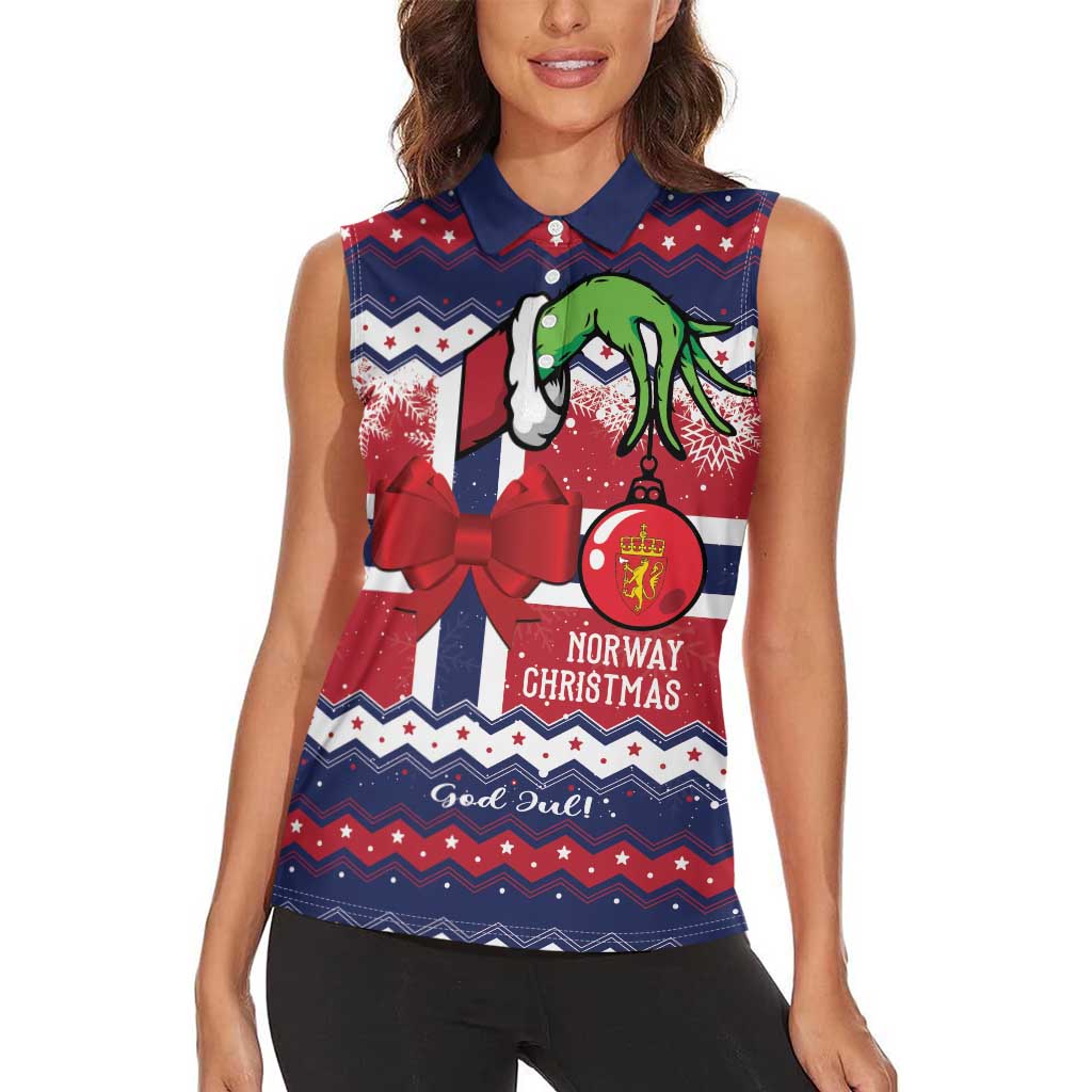 Norway Christmas Women Sleeveless Polo Shirt God Jul! Coquette Bow - Wonder Print Shop