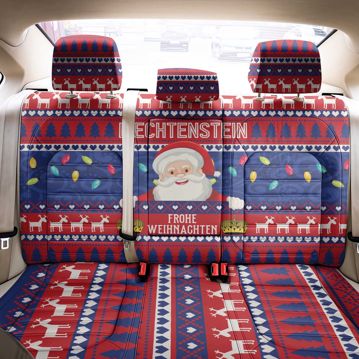Liechtenstein Christmas Back Car Seat Cover Frohe Weihnachten Der Weihnachtsmann - Wonder Print Shop