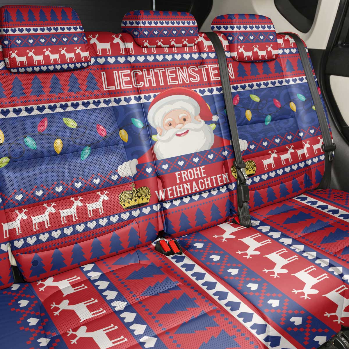 Liechtenstein Christmas Back Car Seat Cover Frohe Weihnachten Der Weihnachtsmann - Wonder Print Shop