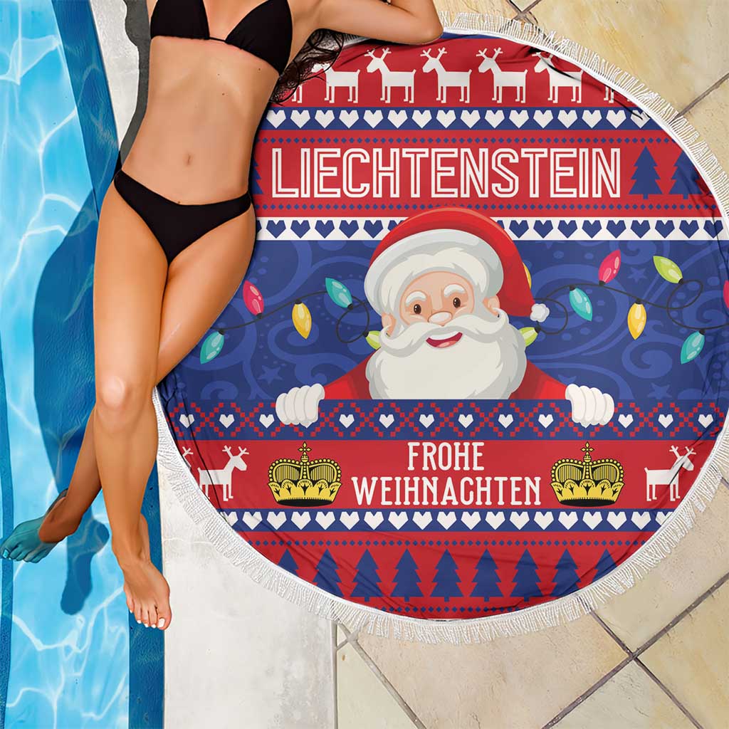 Liechtenstein Christmas Beach Blanket Frohe Weihnachten Der Weihnachtsmann - Wonder Print Shop