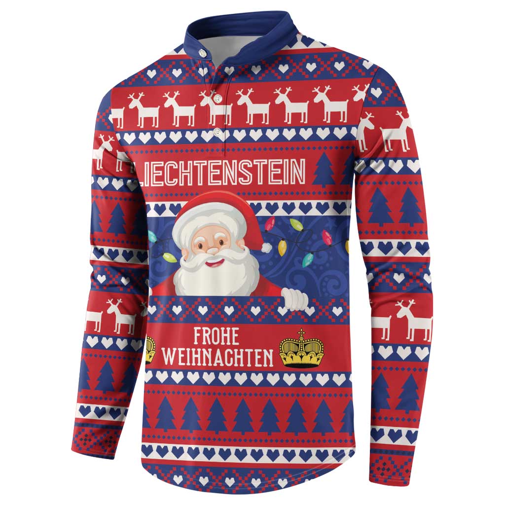 Liechtenstein Christmas Button Sweatshirt Frohe Weihnachten Der Weihnachtsmann - Wonder Print Shop