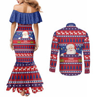 Liechtenstein Christmas Couples Matching Mermaid Dress and Long Sleeve Button Shirt Frohe Weihnachten Der Weihnachtsmann