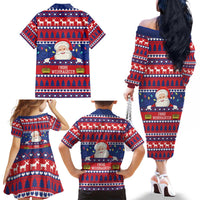 Liechtenstein Christmas Family Matching Off The Shoulder Long Sleeve Dress and Hawaiian Shirt Frohe Weihnachten Der Weihnachtsmann - Wonder Print Shop