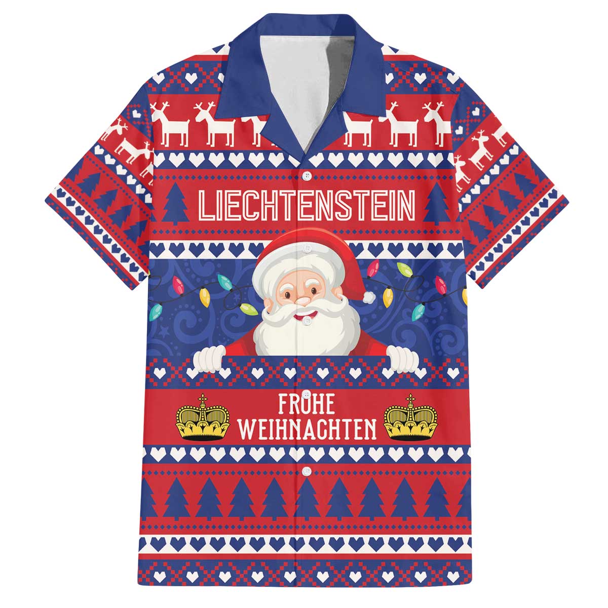Liechtenstein Christmas Family Matching Off The Shoulder Long Sleeve Dress and Hawaiian Shirt Frohe Weihnachten Der Weihnachtsmann - Wonder Print Shop