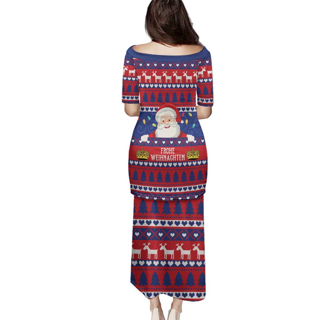 Liechtenstein Christmas Family Matching Puletasi and Hawaiian Shirt Frohe Weihnachten Der Weihnachtsmann - Wonder Print Shop