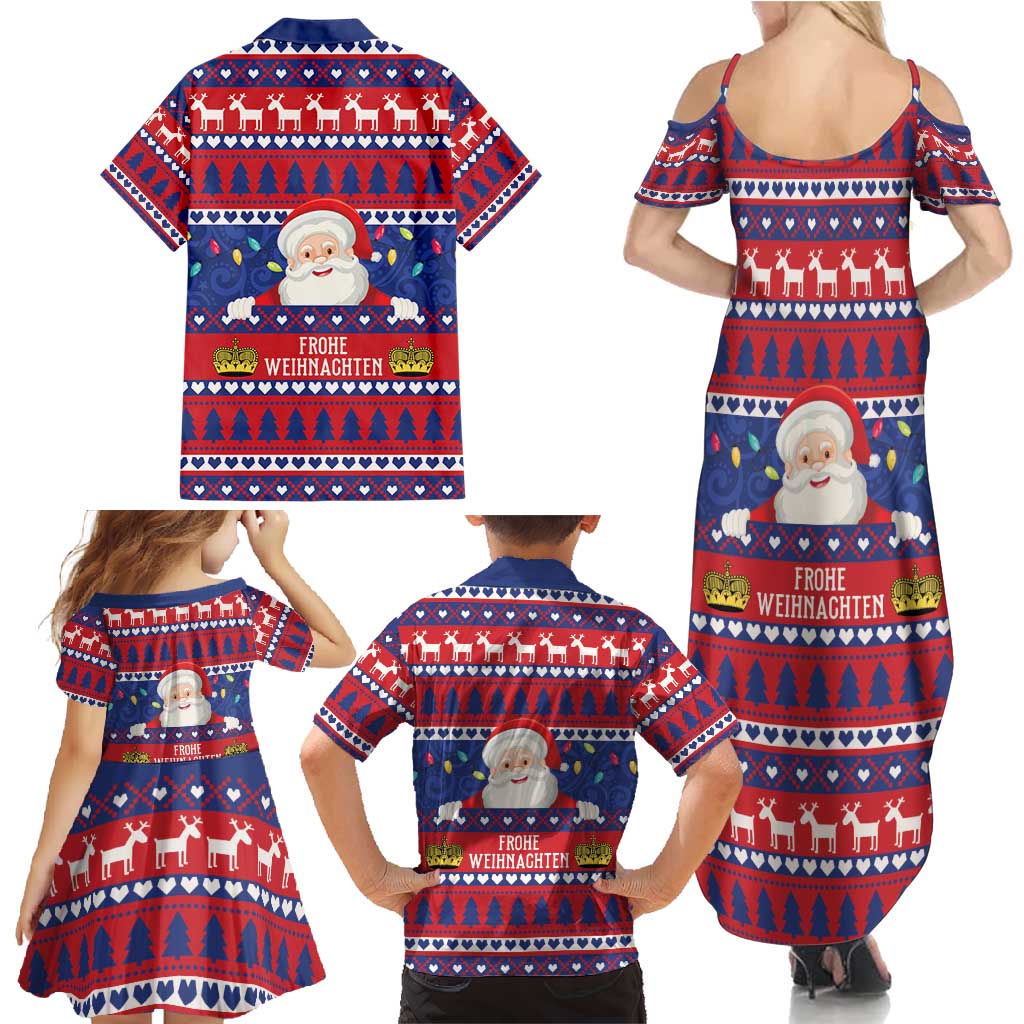 Liechtenstein Christmas Family Matching Summer Maxi Dress and Hawaiian Shirt Frohe Weihnachten Der Weihnachtsmann - Wonder Print Shop