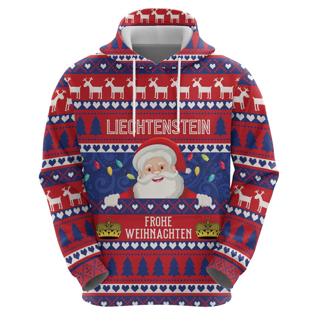 Liechtenstein Christmas Hoodie Frohe Weihnachten Der Weihnachtsmann - Wonder Print Shop