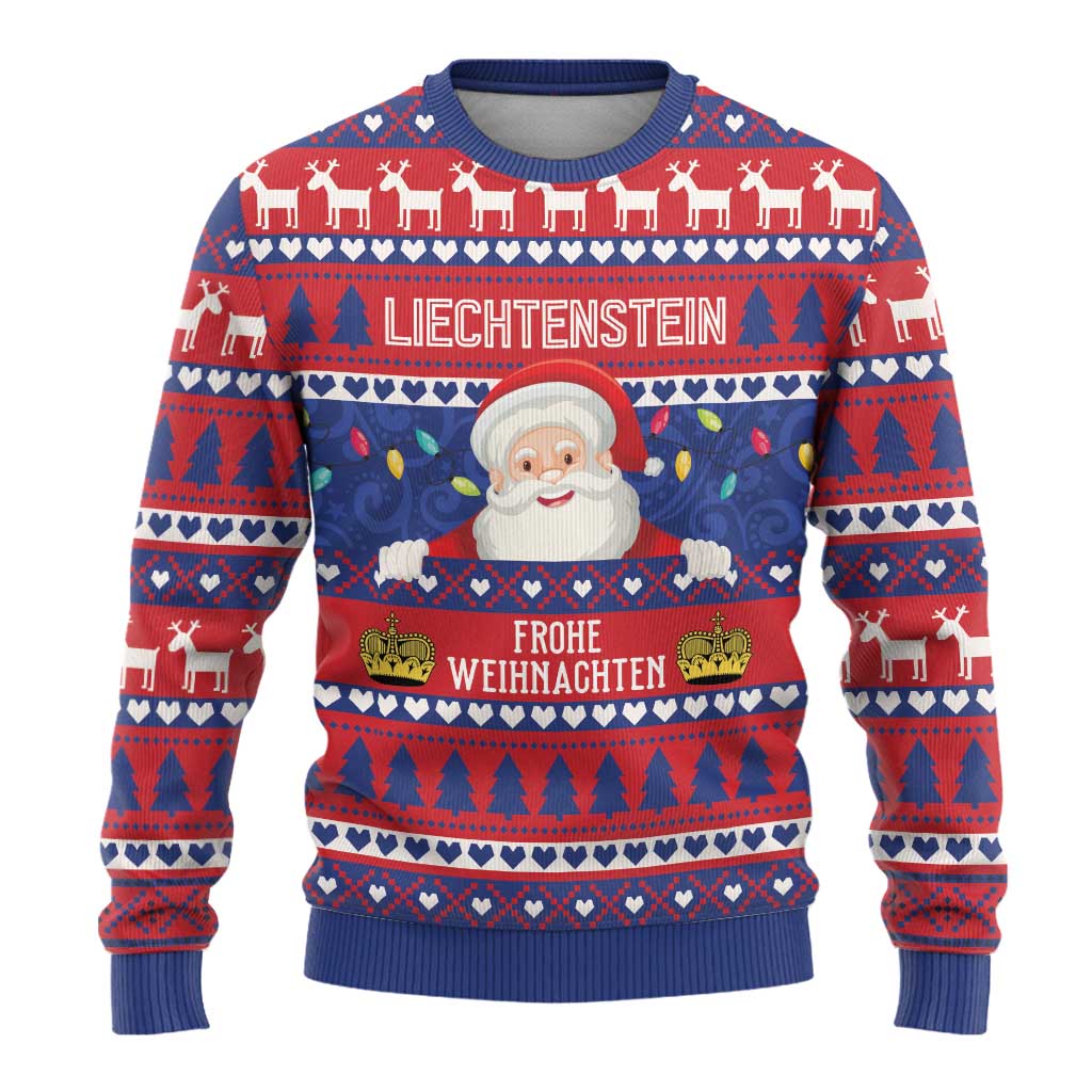 Liechtenstein Christmas Ugly Christmas Sweater Frohe Weihnachten Der Weihnachtsmann - Wonder Print Shop