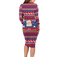 Liechtenstein Christmas Long Sleeve Bodycon Dress Frohe Weihnachten Der Weihnachtsmann - Wonder Print Shop