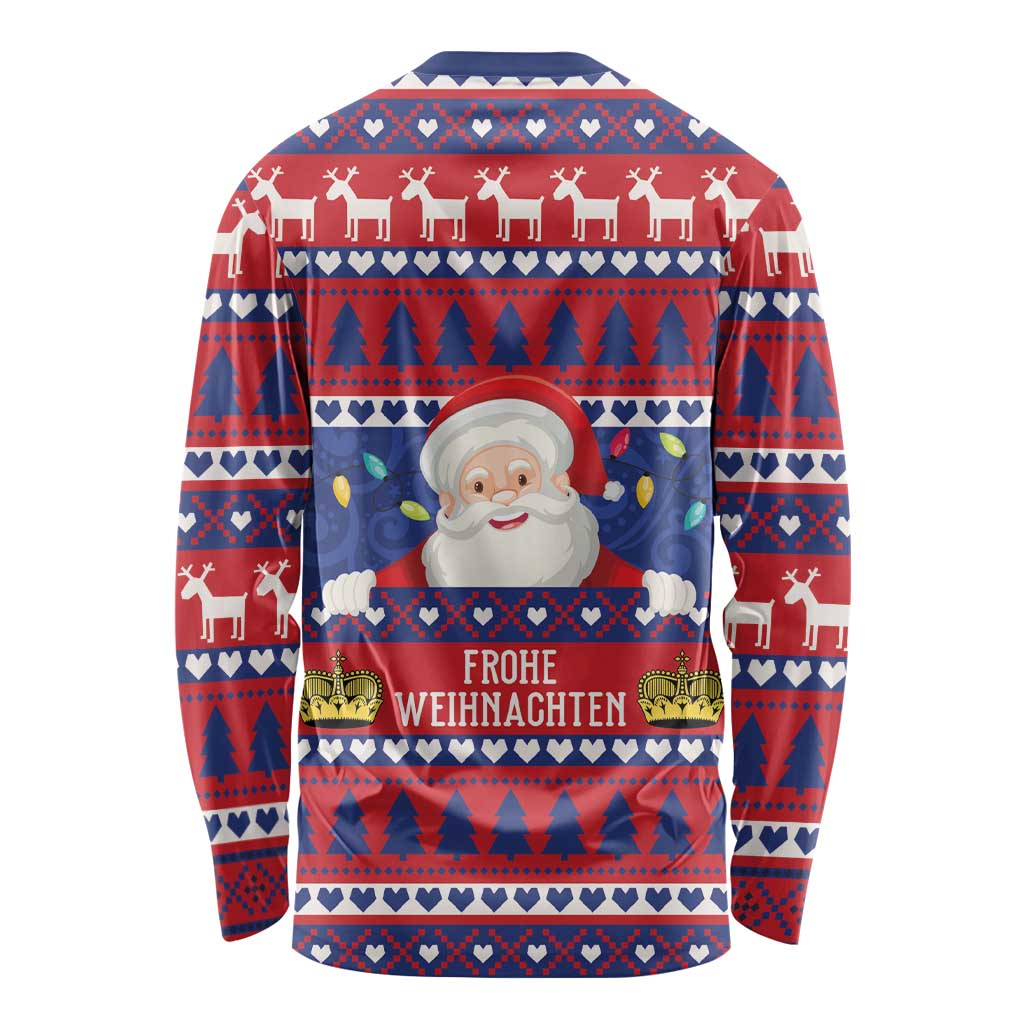 Liechtenstein Christmas Long Sleeve Shirt Frohe Weihnachten Der Weihnachtsmann - Wonder Print Shop