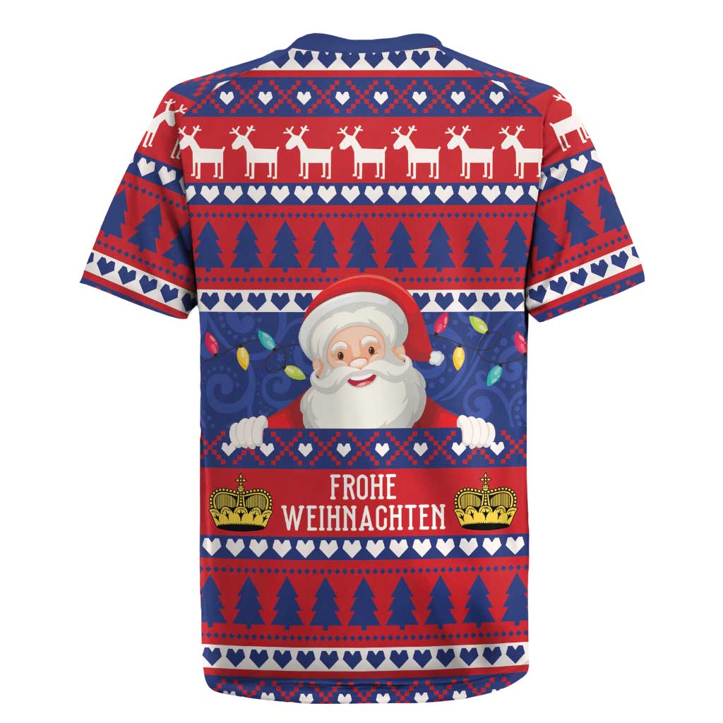Liechtenstein Christmas Rugby Jersey Frohe Weihnachten Der Weihnachtsmann - Wonder Print Shop