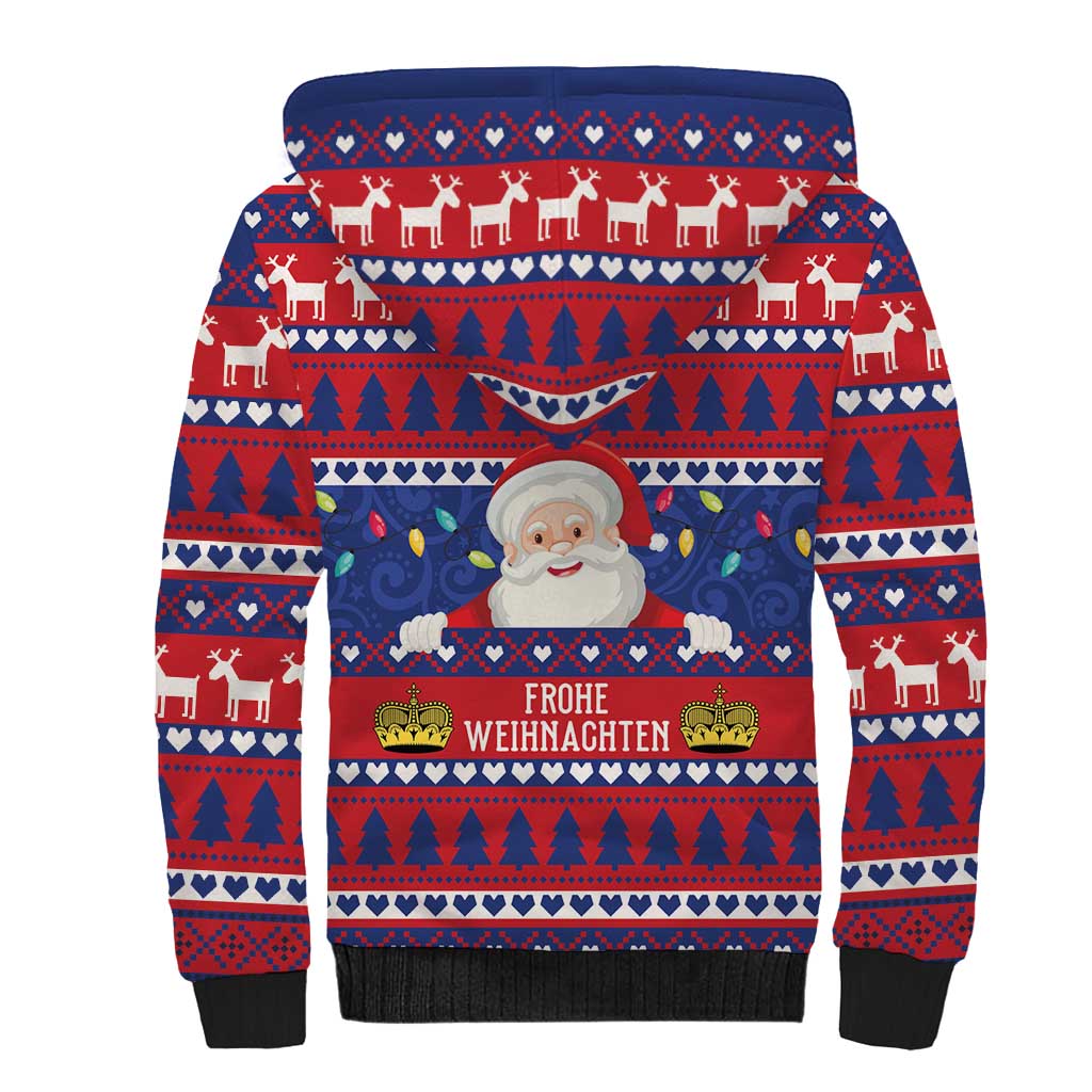 Liechtenstein Christmas Sherpa Hoodie Frohe Weihnachten Der Weihnachtsmann - Wonder Print Shop