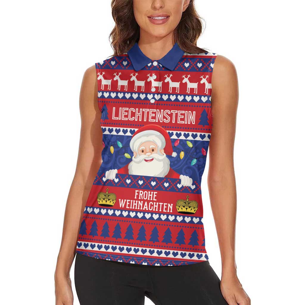 Liechtenstein Christmas Women Sleeveless Polo Shirt Frohe Weihnachten Der Weihnachtsmann - Wonder Print Shop