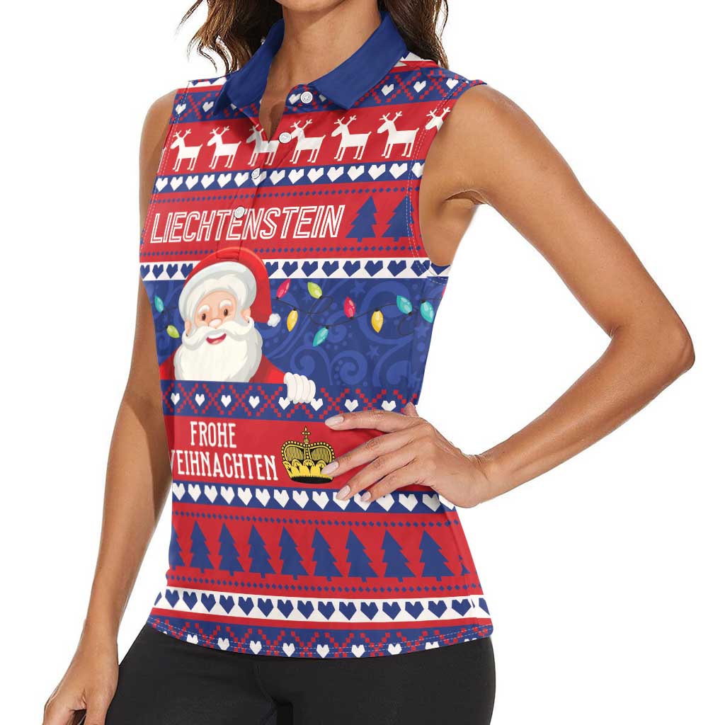 Liechtenstein Christmas Women Sleeveless Polo Shirt Frohe Weihnachten Der Weihnachtsmann - Wonder Print Shop