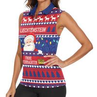 Liechtenstein Christmas Women Sleeveless Polo Shirt Frohe Weihnachten Der Weihnachtsmann - Wonder Print Shop