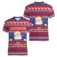 Liechtenstein Christmas Women V-Neck T-Shirt Frohe Weihnachten Der Weihnachtsmann - Wonder Print Shop