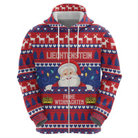 Liechtenstein Christmas Zip Hoodie Frohe Weihnachten Der Weihnachtsmann - Wonder Print Shop