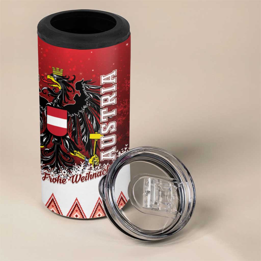 Austria Christmas Eagle 4 in 1 Can Cooler Tumbler Frohe Weihnachten - Wonder Print Shop