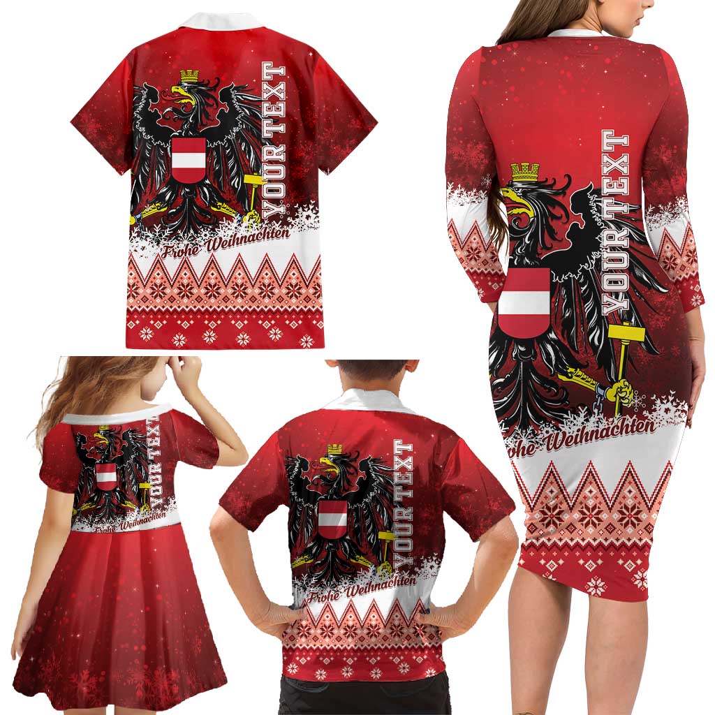 Personalized Austria Christmas Eagle Family Matching Long Sleeve Bodycon Dress and Hawaiian Shirt Frohe Weihnachten - Wonder Print Shop